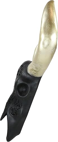 Miniatura 4 de Ebros Gift Black and Gold Tribal Floral Vines Tattoo Tooled Filigrana Steer Bull Cow Skull Head with Horns Wall Mount Decor Artistic Native Animal