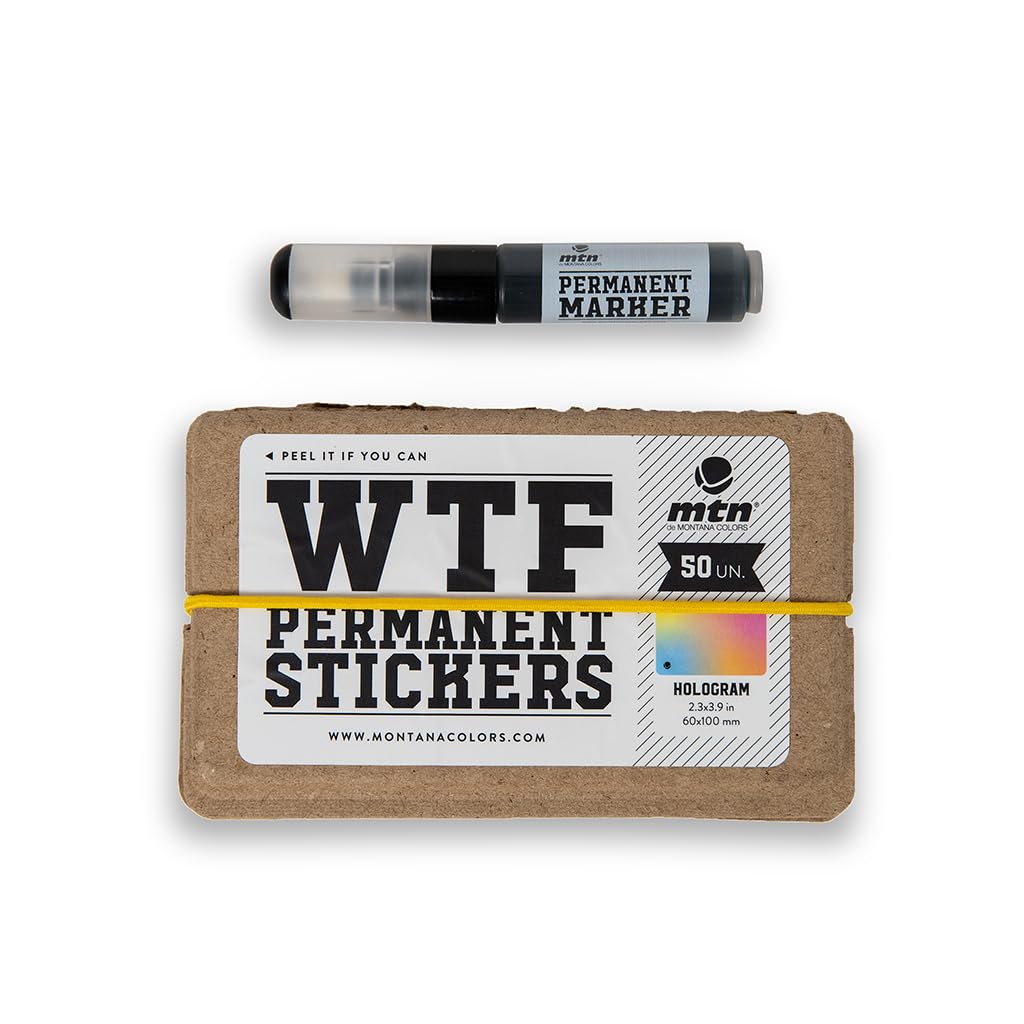 Montana Colors MTN WTF Stickers Hologram, 50 Stickers + Marker Pen, Various, 50 unidades - Image 3