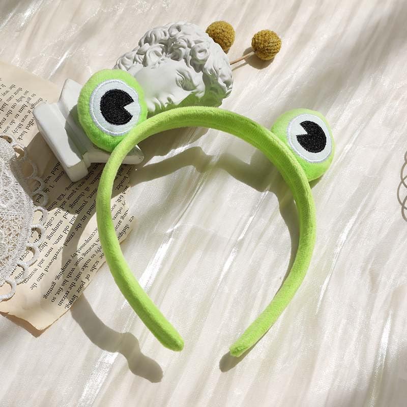 UngVeil 2 Pieces Cute Frog Headband Stretchy Frog Hair Accessories Cartoon Frog Headband for Face Washing Shower Sports Yoga Beauty Skincare (Green - Image 2