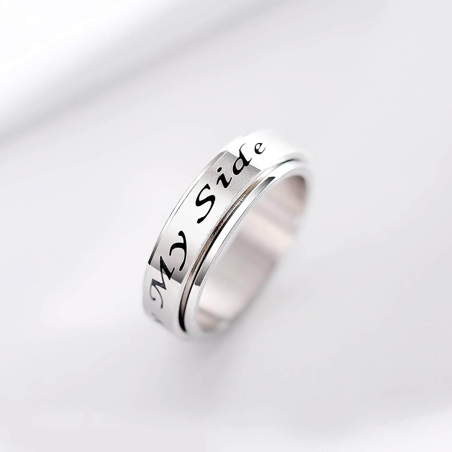 Fidget Rings for Anxiety Stainless Steel Spinner Ring for Women Men Spinner Band Ring for Anxiety Spin Rings Anti Stress Promise Inspirational Ring