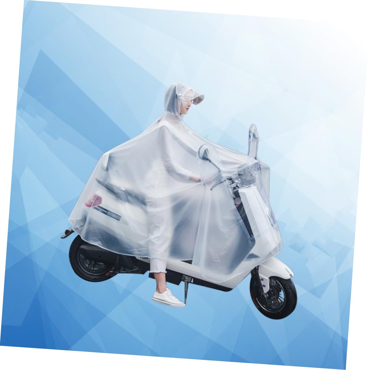 Raincoat Outdoor Donna Adulti Pvc Bianco Xxxxl per Riding | Crystal Frosted Finish, Copertura Collo, Taglio Monopezzo da Indossare Durante L'uso Esterno