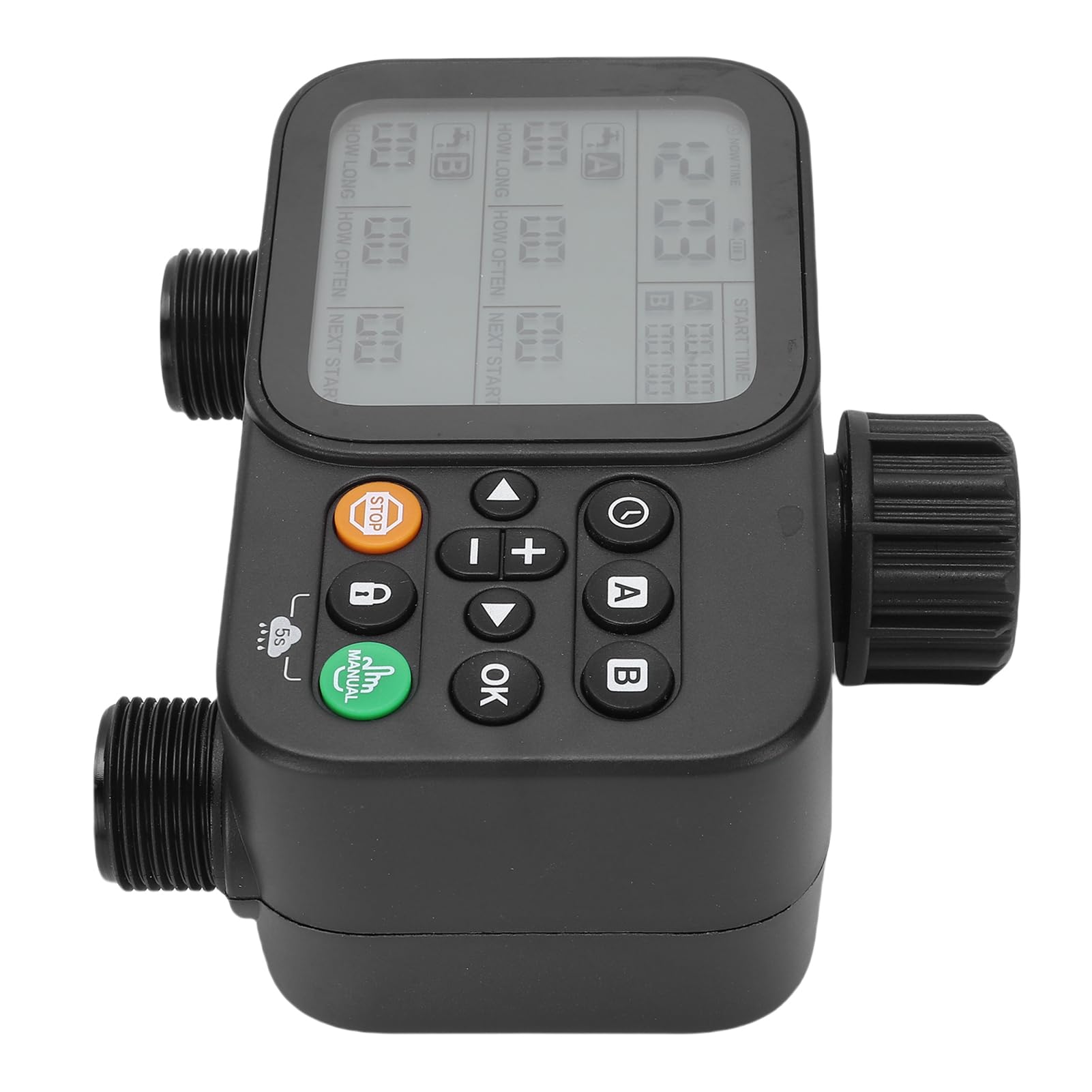 Temporizzatore per Irrigazione a 2 Zone, Controller Automatico Programmabile per Irrigazione, Timer per Tubo di con Ritardo Pioggia, Display LCD per Cortili da Giardino, Prato