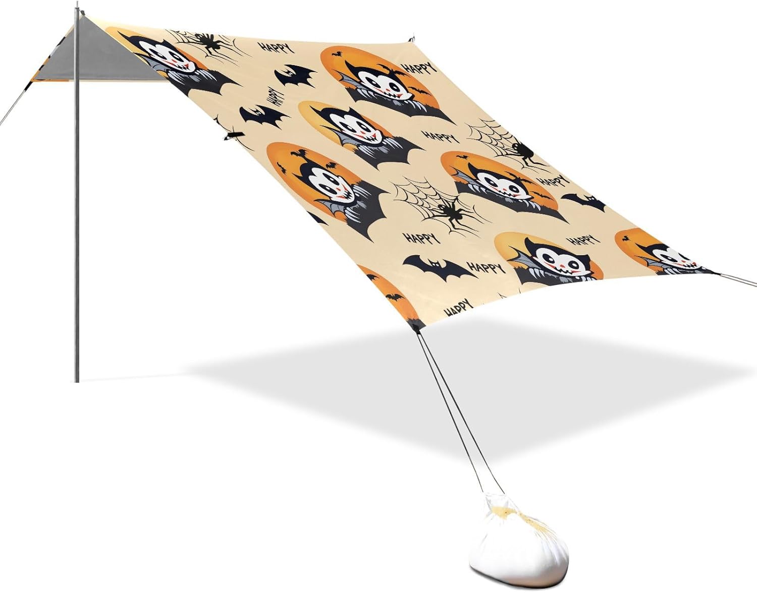 ALAZA Devil Spider Web Halloween Beach Tent Sun Shelter UPF50+ Protection Beach Shade Canopy w/ 4 Sandbags for Outdoor Camping, Fishing, Backyard Fun, Picnic, 10x9 ft