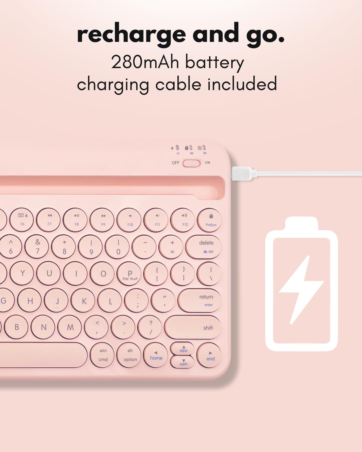 Macally Bluetooth Keyboard for iPad | Wireless Keyboard for Tablet, iPhone (Multi-Device, Built-in Stand, Rechargeable) Easy to Use and Cute Portable - Image 6