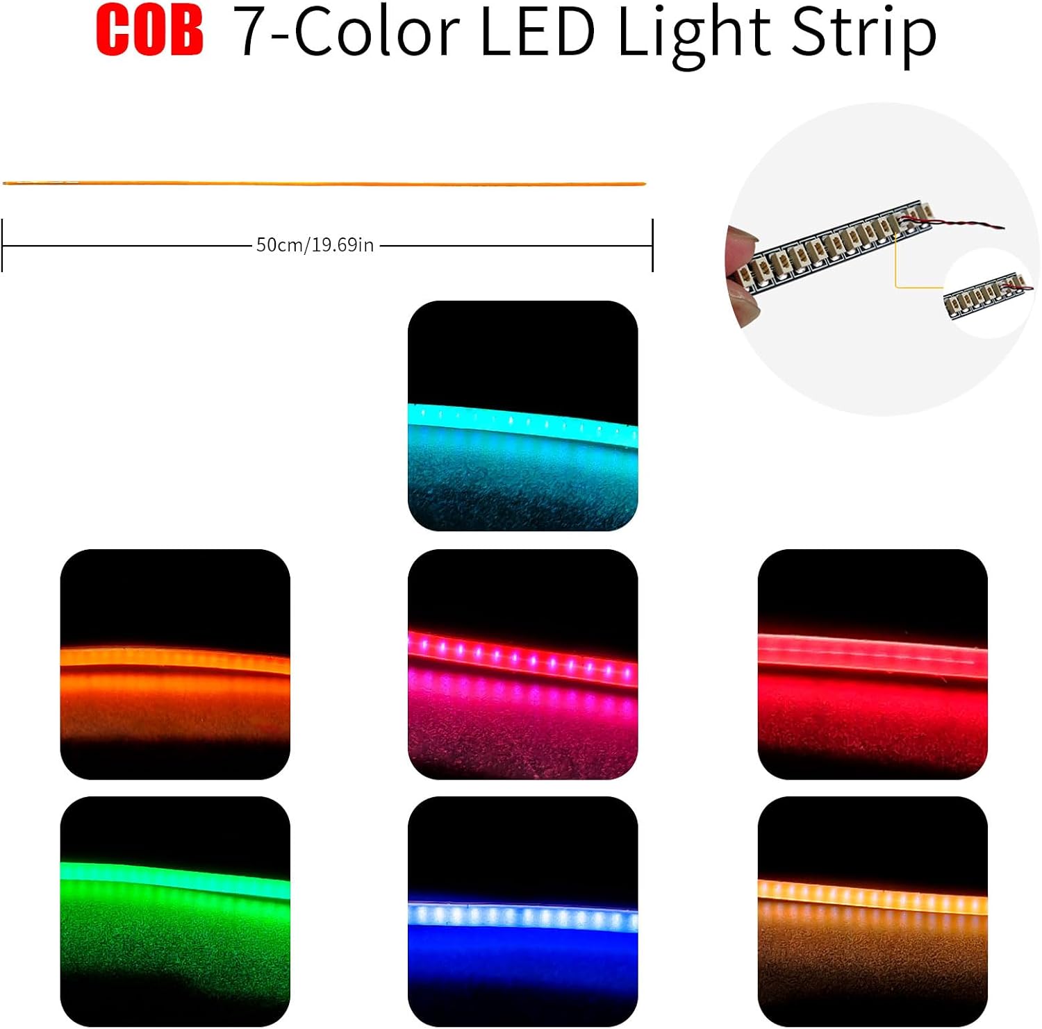 Light Strip with Adhesive Backing for Building Block, Ice Blue Cob‑Lights image 4
