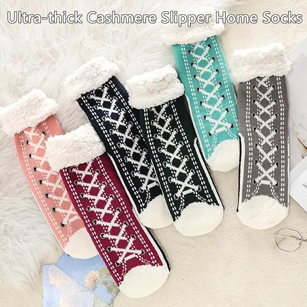 Ultra-thick Cashmere Slipper Home Socks, Winter Super Soft Warm Cozy Fuzzy Non Slip Slipper Floor Socks3