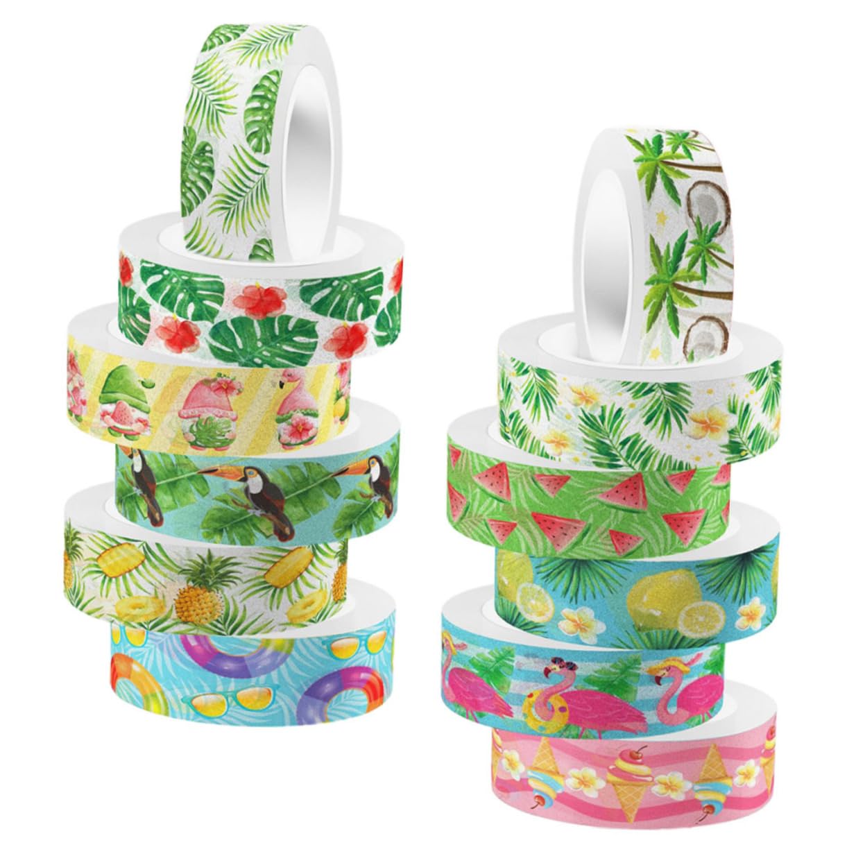 Operitacx 60rollos Cinta Washi Adhesiva Decorativa Para Scrapbooking y Manualidades Cinta De Decoración Para Diarios y Proyectos Diseño De Flamencos Verde