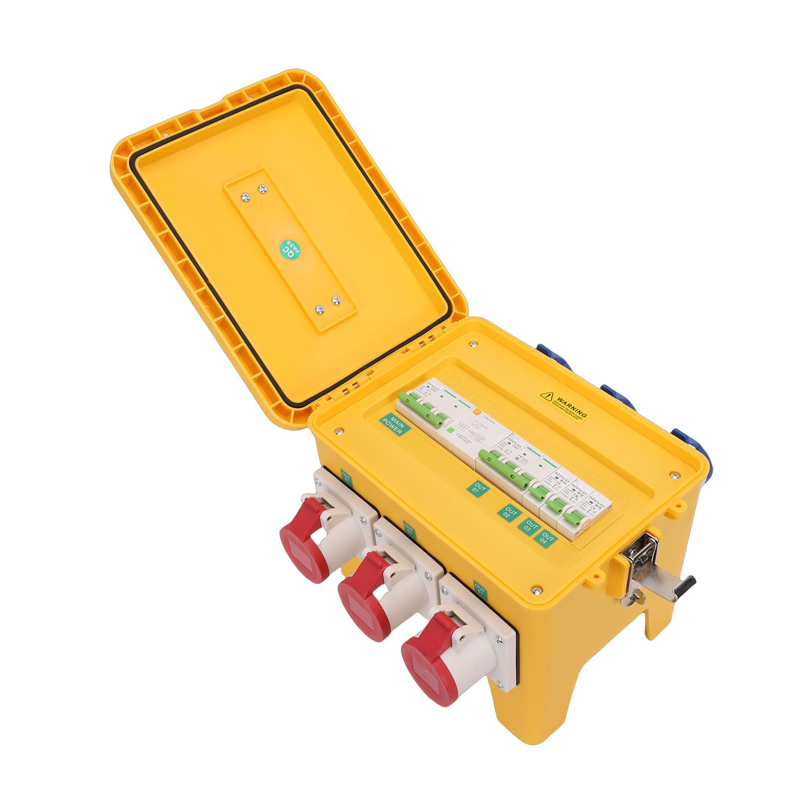 Generic Scatola di Distribuzione Elettrica Portatile con 3 Prese CEE 3P 3 CEE 4P Femmina per Cantiere Industriale Giardino, ABS, PC