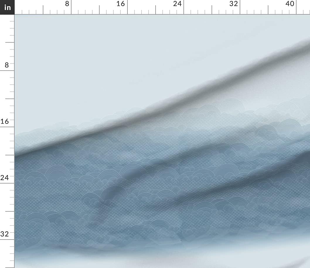 Spoonflower Fabric - Ocean Large Blue Water Art Deco Waves Mindful Printed on Petal Signature Cotton Fabric Fat Quarter - Sewing Quilting Apparel Crafts Decor