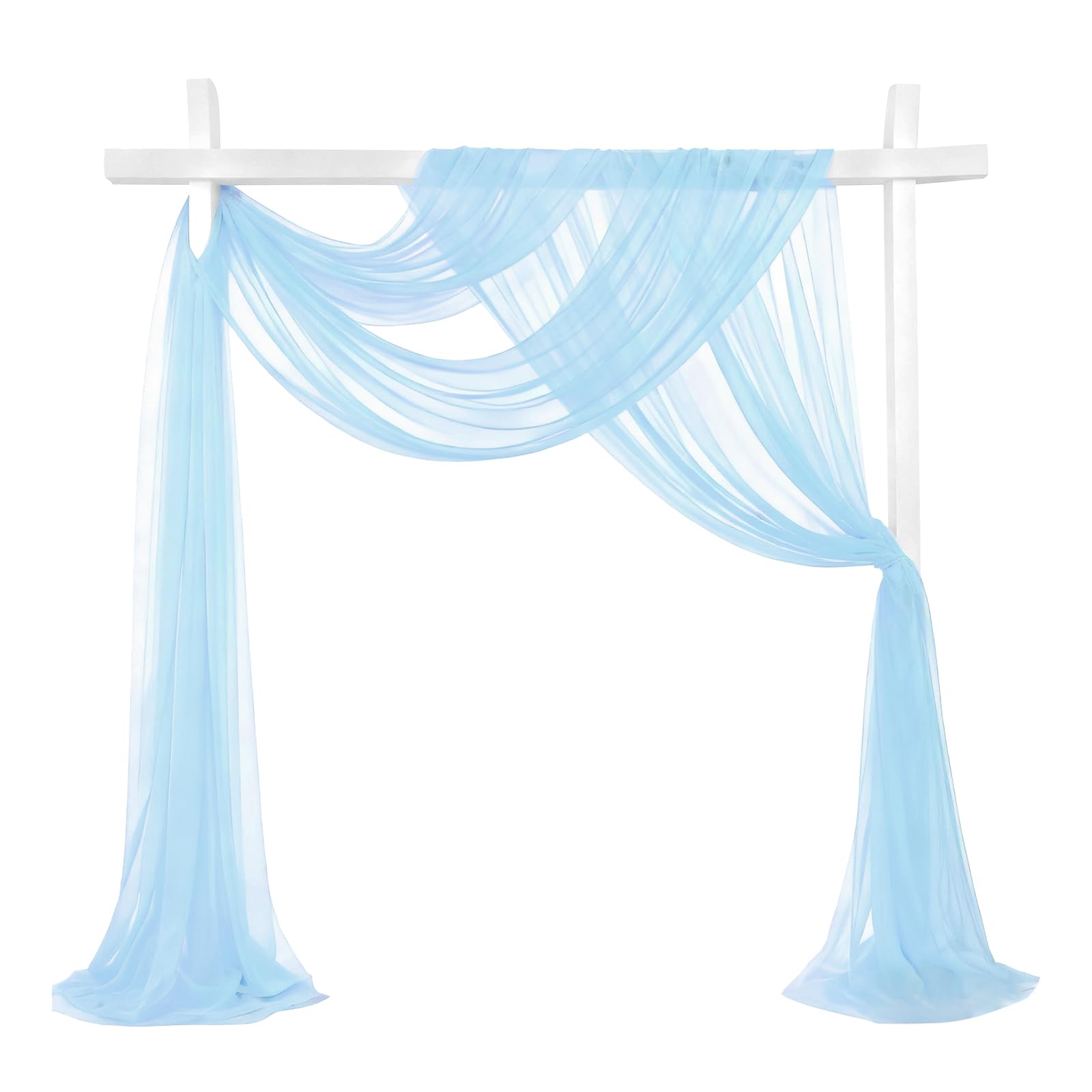 sourcing map Wedding Arch Draping Fabric, 32" x 33Ft Sheer Drapes Chiffon Fabric for Wedding, Birthday Decoration, Ceremony Archway Drapes, Light Blue