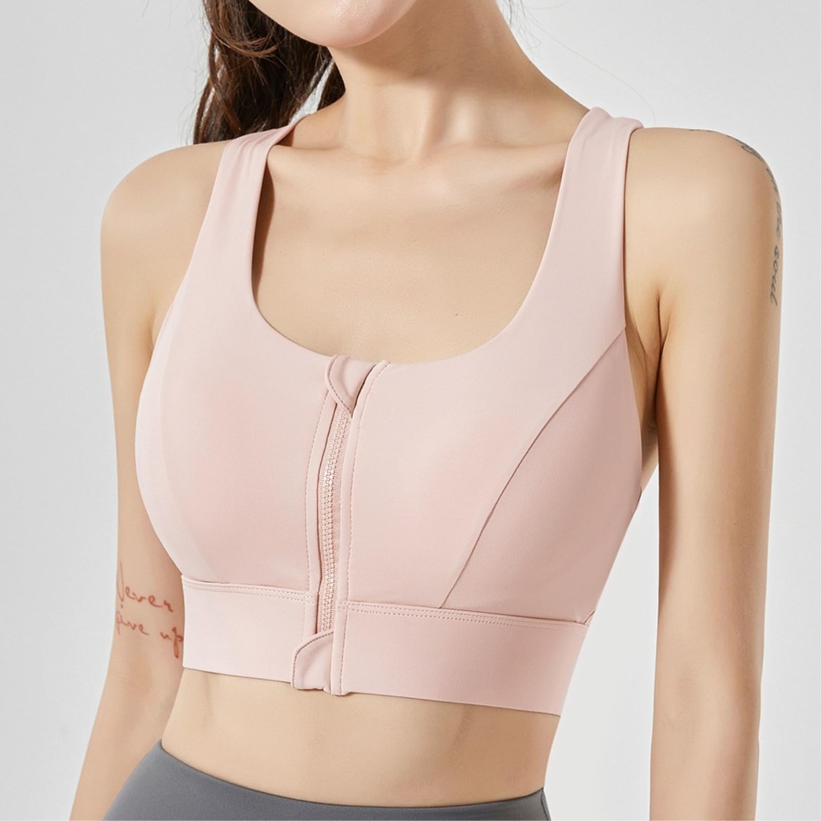 CHENSHI Sujetador Deportivo Mujer con Cremallera Frontal De Alto Impacto A Prueba Choques Top Yoga Seco Rápido para Las Mujeres-Black-s