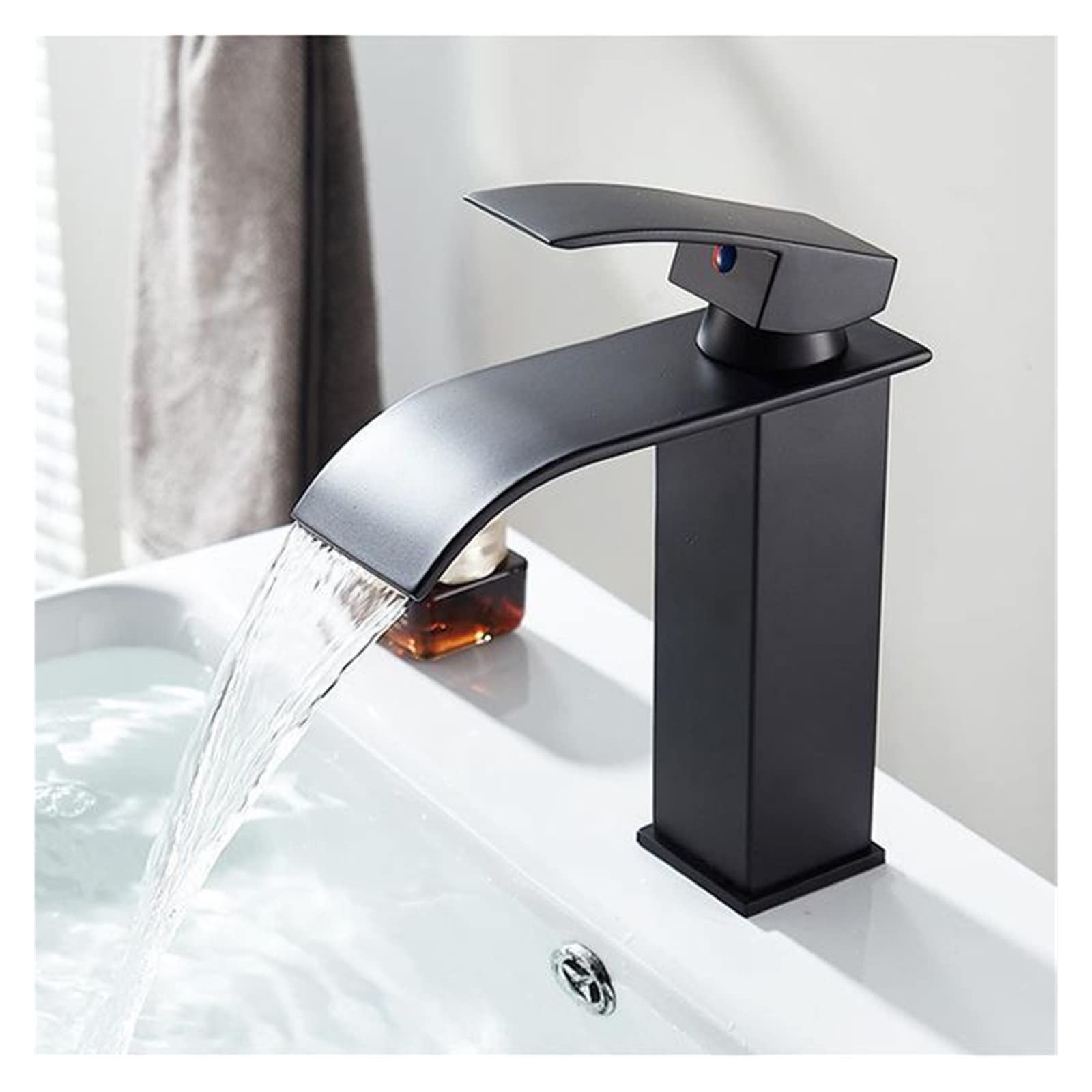 Robinet de lavabo cascade eau froide et chaude pour mitigeur de vasque noir