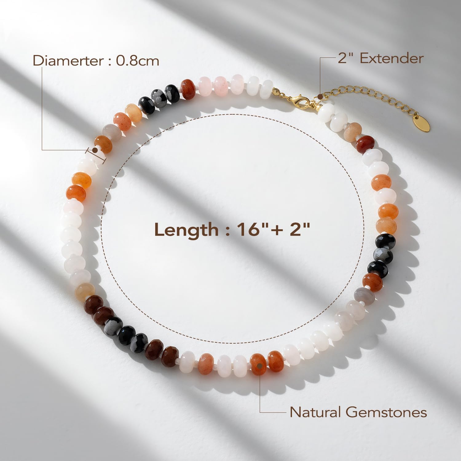 NE-B 14K Gold Plated Layered Boho Bead Choker Necklace - Image 5