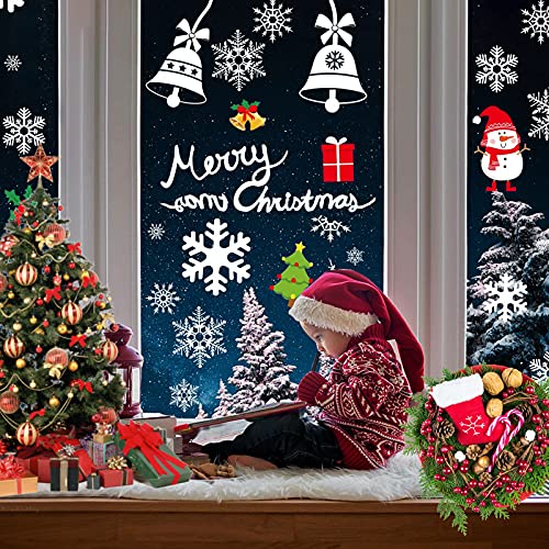 Weihnachten Fensteraufkleber, 160 Stück Fensterbilder Weihnachten Selbstklebend, 6 Blatt Weihnachtsdeko Weihnachtskugeln Schneeflocken Fensterdeko Wiederverwendbar Cover