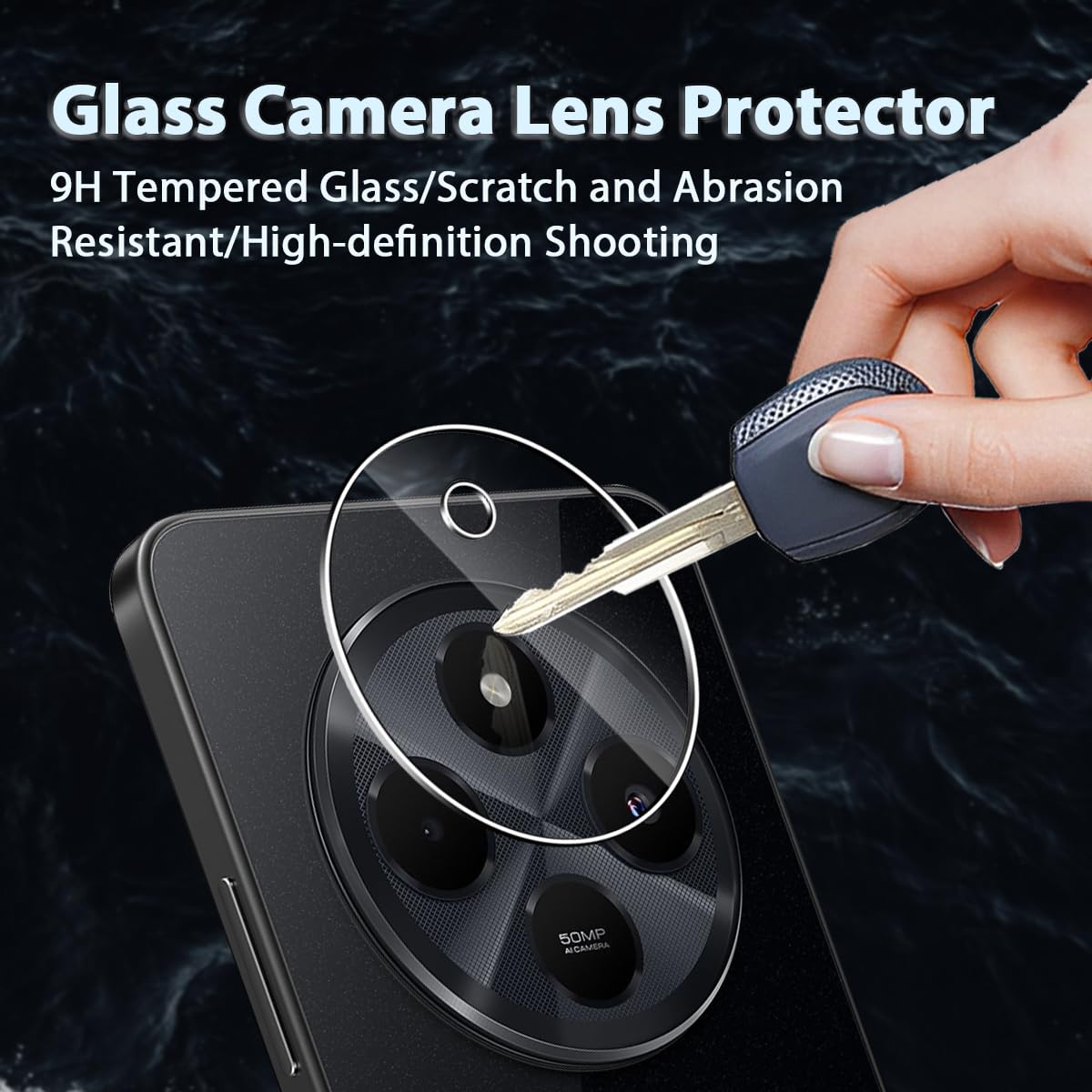 Lutree Vetro Temperato Privacy Per Xiaomi Redmi 14C 4G / Poco C75 – 2+2 Pezzi: Protezione Schermo Anti-Spy + Pellicola Fotocamera – Nero - 3
