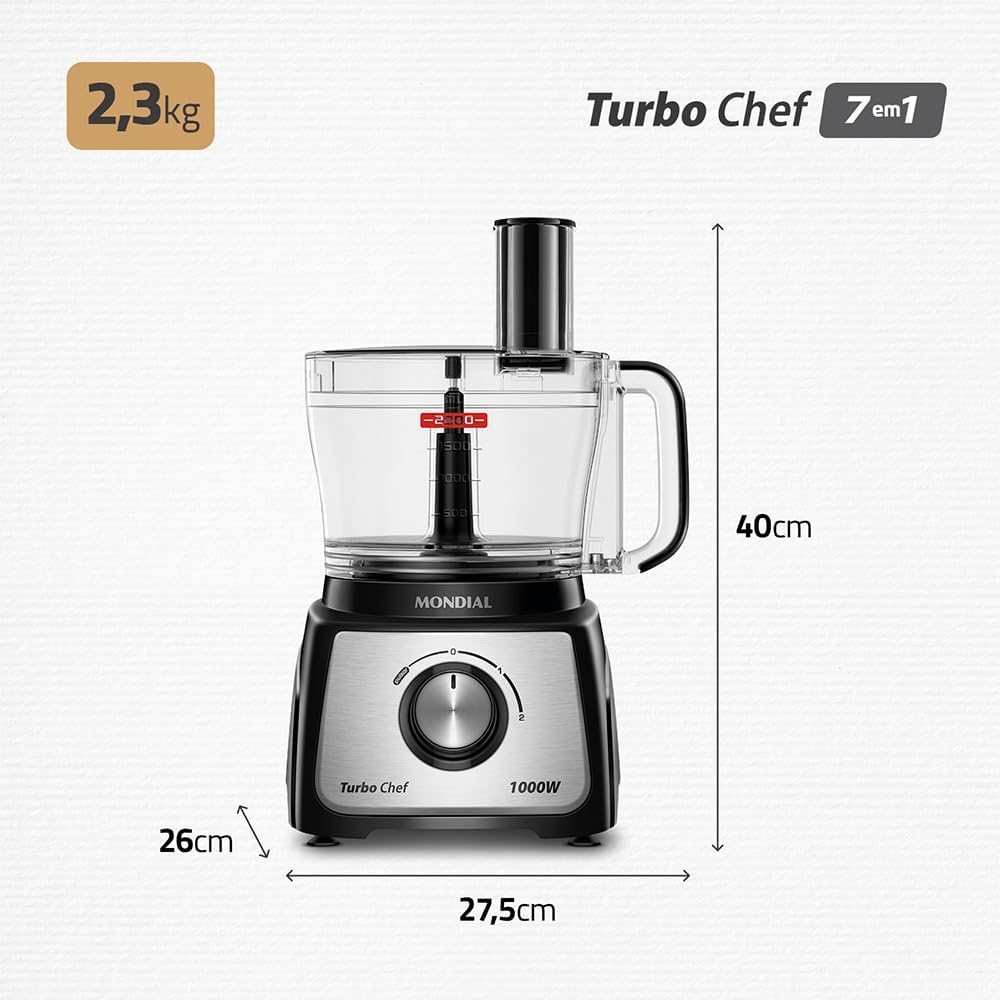 Multiprocessador Turbo Chef 7 em 1, Mondial, Preto, 1000W, 110V - MPN-01-BE