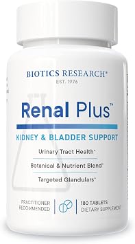 Biotics Research Renal Plus Botanical, Glandular and Nutritional Support for Optimal Renal Function. Kidney Health & Supports Urological Function Ulva ursi, Buchu Leaf, Echinacea, Cranberry180Tabs