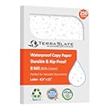 TerraSlate Weatherproof Printer Paper - 8 MIL, 8.5” x 11” (250 Sheets) | Waterproof Paper for Holiday Cards, New Year Invitations, and Winter Outdoor Use