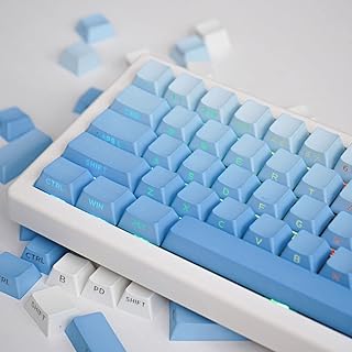 PBT Doubleshot Backlit Keycaps Gradient Blue Side Print Keycaps 129 Keys OEM Profile Custom Keyboard Keycaps for 60% 65% 75% Cherry MX Mechanical Keyboard