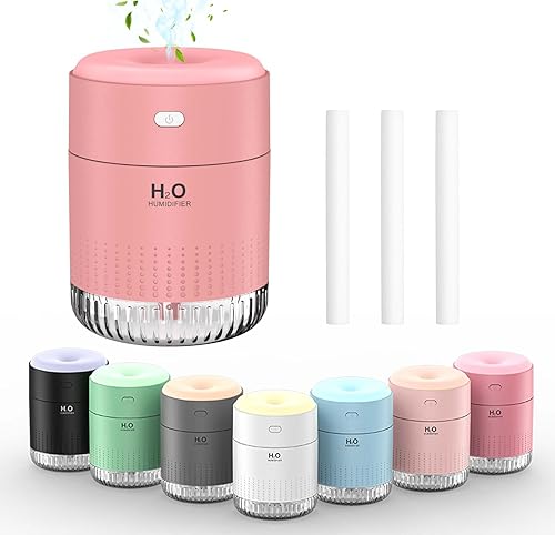 Mini humidificador colorido, humidificador recargable por USB, humidificador pequeño, 4 modos súper silenciosos, humidificadores para dormitorio,