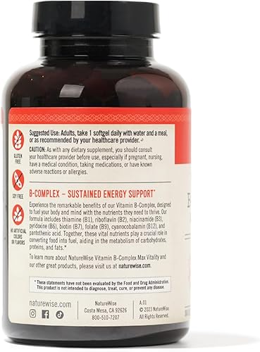 Miniatura 2 de NatureWise Complejo de vitamina B para mujeres y hombres  con ácido fólico biotina B1 B2 B3 B6 B12  Apoya la energía celular y la claridad mental