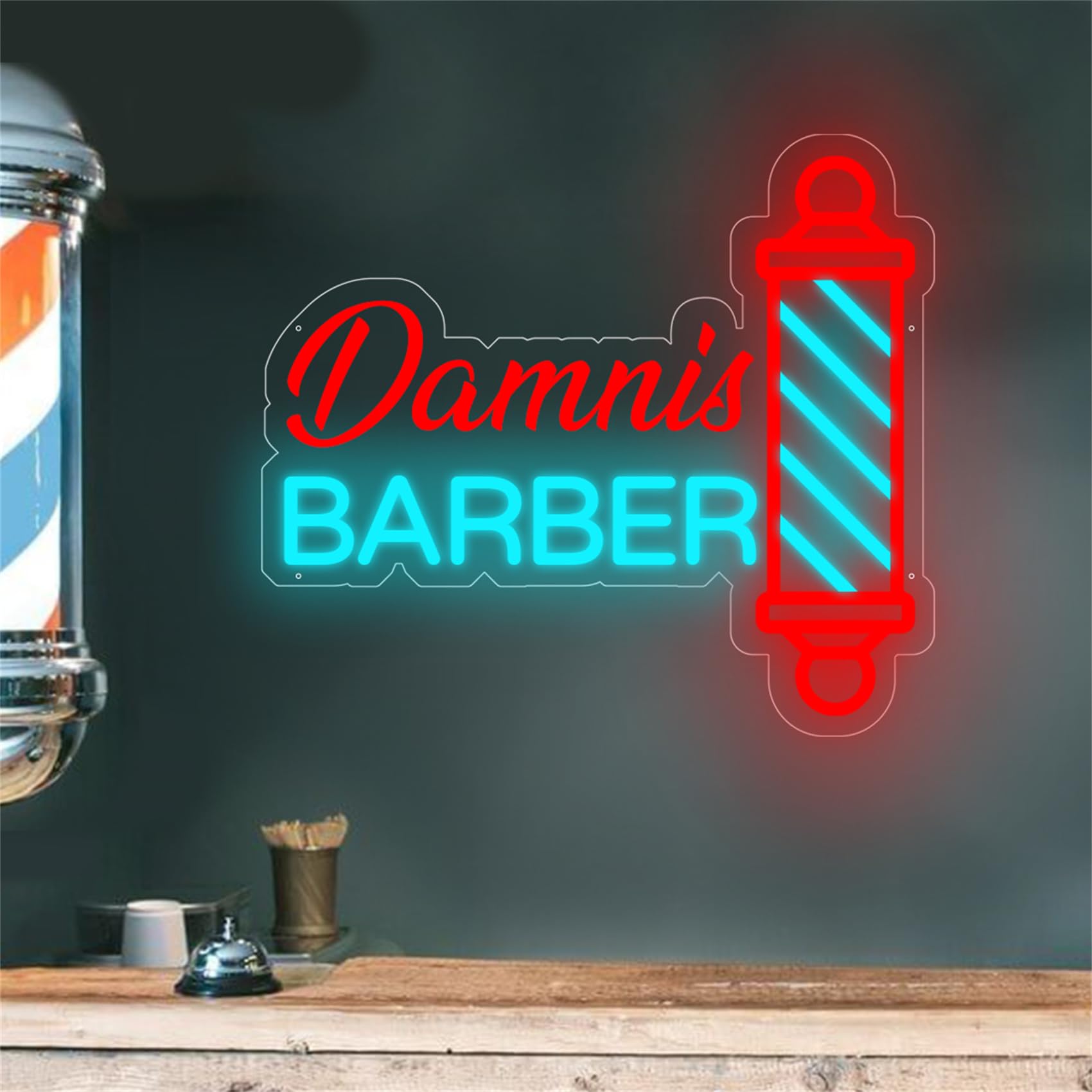 Panneau Néon LED Personnalisé Métal Coiffeur - Barber Shop Lumineux DEL Multicolore - Décoration Murale Salon De Coiffure