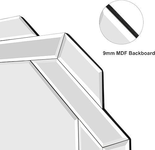 Miniatura 6 de Phore Espejo de pared Helicoid de 24 pulgadas, sin marco, biselado, espejo decorativo para baño, entrada, dormitorio, sala de estar