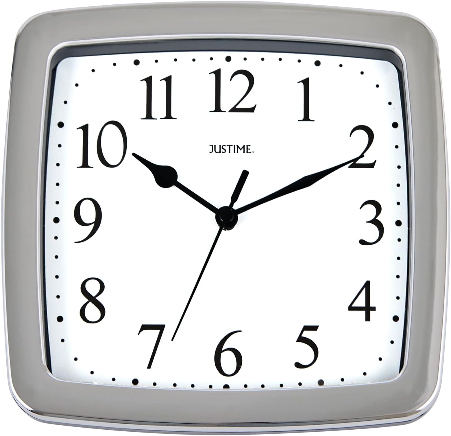 JUSTIME 8.5 Inch Water Resistant Square Wall Clock, Silent Non-Ticking, Wall Clocks Battery Operated, Modern Analog Clock for Living Room, Office, Bathroom, Bedroom, Kitchen, RVs, Boats