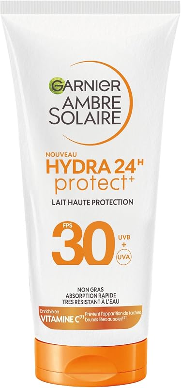 Le Lait Protecteur Hydra 24H SPF30 de Garnier Ambre Solaire est votre allié quotidien pour une peau protégée et hydratée