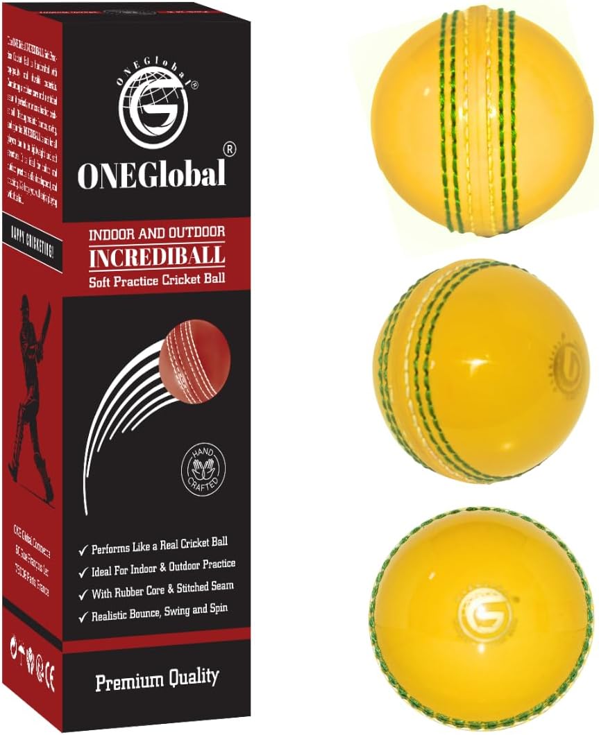 Incrediball Soft Practice Cricket Ball | Outdoor & Indoor Soft Rubber Cricket Ball With Core & Stitched Seam | For Honing Skills & Family Fun