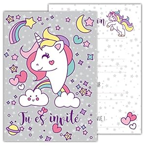 12 Cartes d’invitation Amusantes pour Enfants dans Un Set pour fêtes d’anniversaire d’enfants / Unicorn – Pegasus…