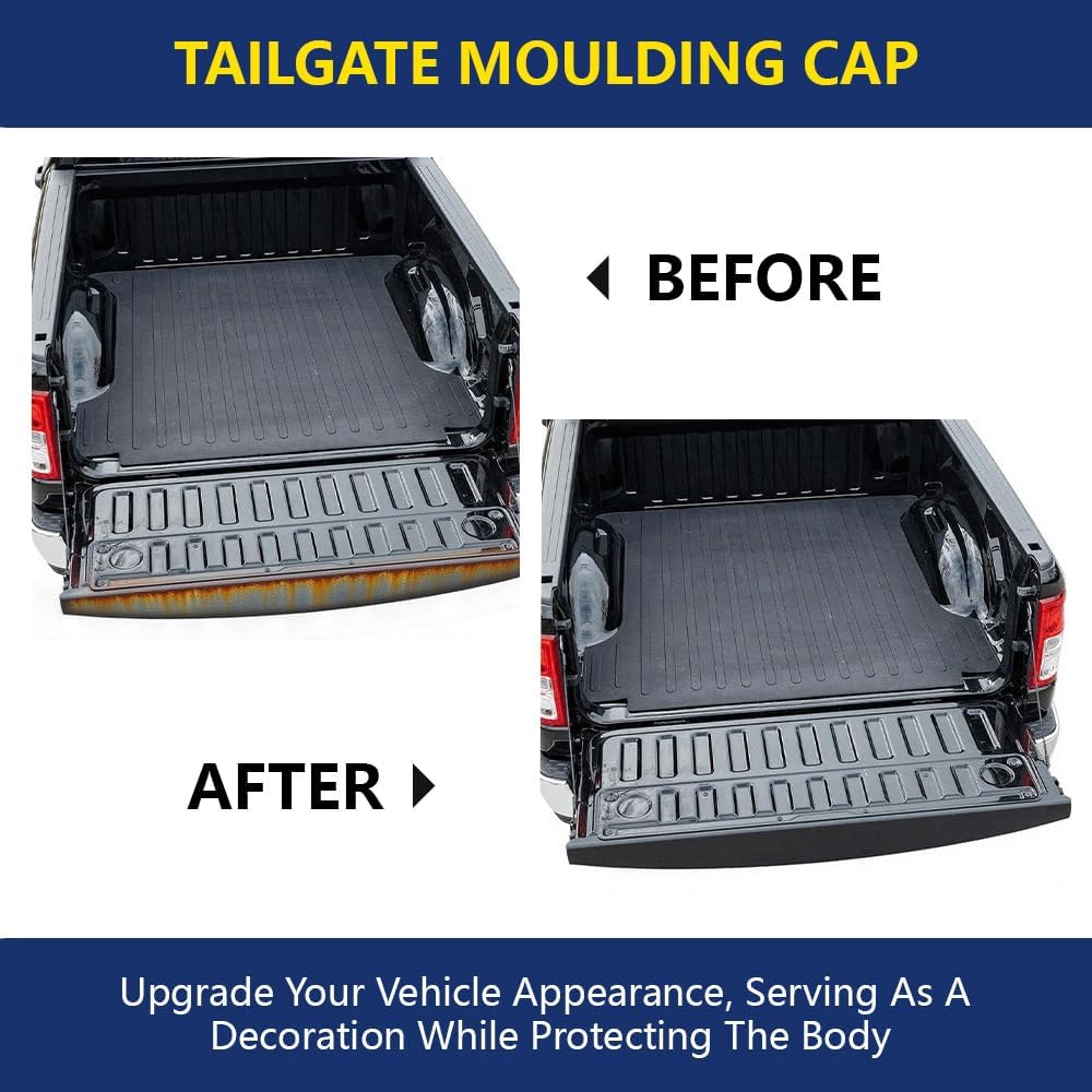 GRAND ORANGE Tailgate Molding Cap Compatible with Chevy Silverado Fleetside Base SL Models 1999-2007, Not Fit Stepside Trucks 15932261 Black