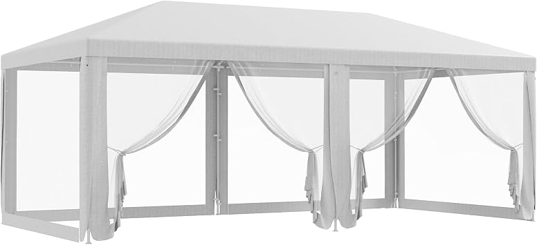 Outsunny 10 x 20 Party Tent, Outdoor Wedding Canopy & Gazebo with Removable Sidewalls, Shade Shelter for Events, BBQs, White