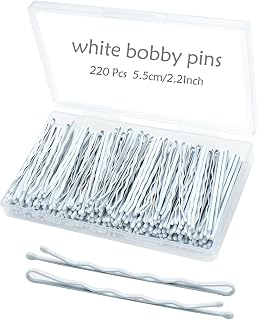 White Bobby Pins for Hair, YINGFENG 220 Count 2.2 Inch Wavy Style Hair Pins for Women, Hair Clips Bulk with Storage Box, Hairpins Perfect for Gray or White Haired Ladies