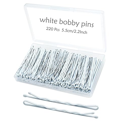 YINGFENG Pinzas blancas para cabello, 220 unidades, 2.2 pulgadas, estilo ondulado, pinzas de pelo blanco a granel con caja de almacenamiento,