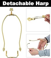 Vista 4 de Arpa de lámpara de latón de 8 pulgadas, 2 juegos, soporte de sombra desmontable para lámparas de mesa y pie, soporte resistente con sillín y remate