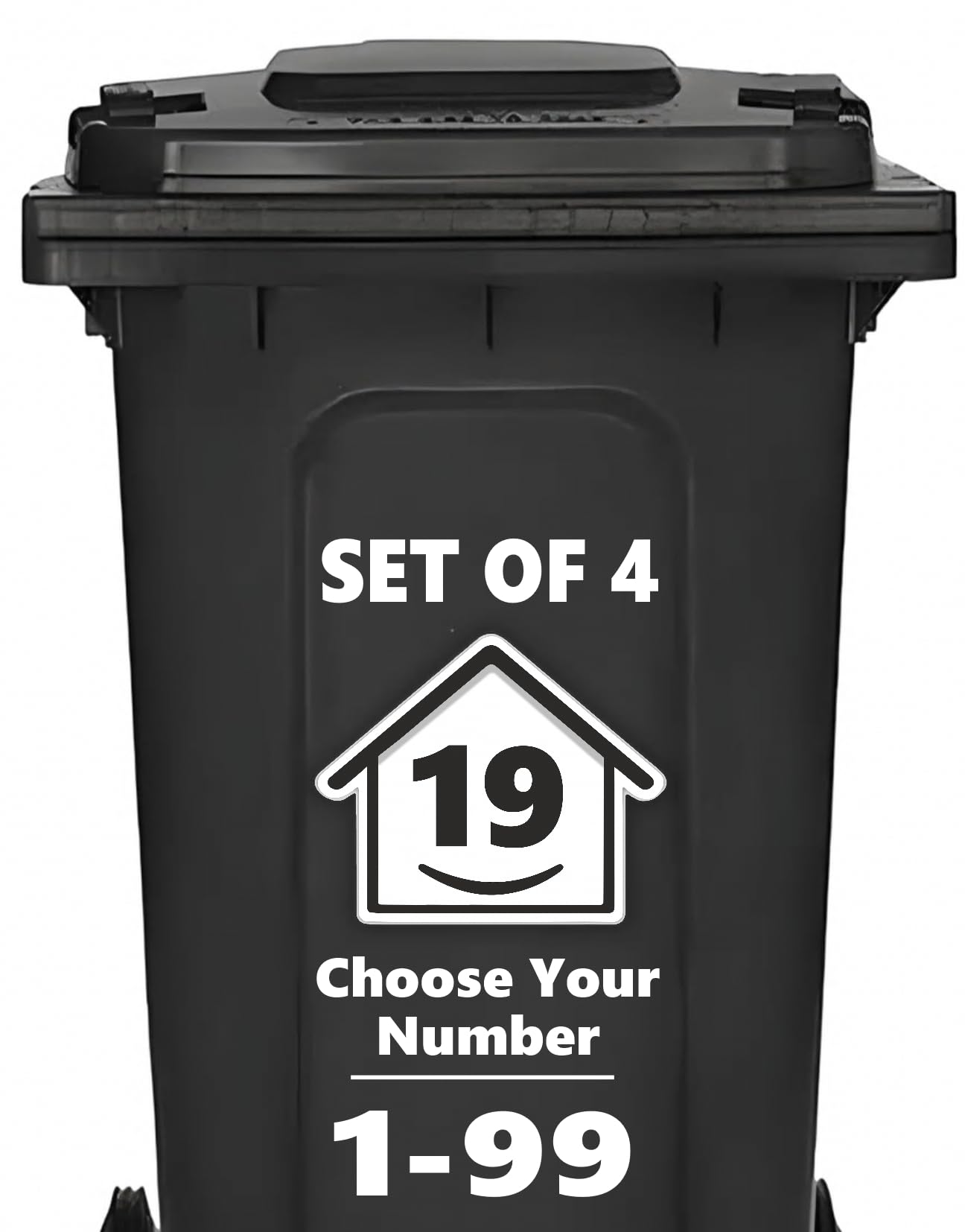 4 x Bin Numbers for Wheelie Bins, 1-99, 15cm ‘Happy House’ Design Dustbin Stickers, Easy Application Stick On Number Stickers - Weatherproof Self Adhesive Vinyl, Black (11) — view 42