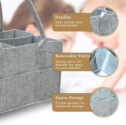 Miniatura 3 de Paquete de 2 organizadores de pañales  Organizador portátil para bebé con asa, contenedor de almacenamiento de guardería y organizador de coche para
