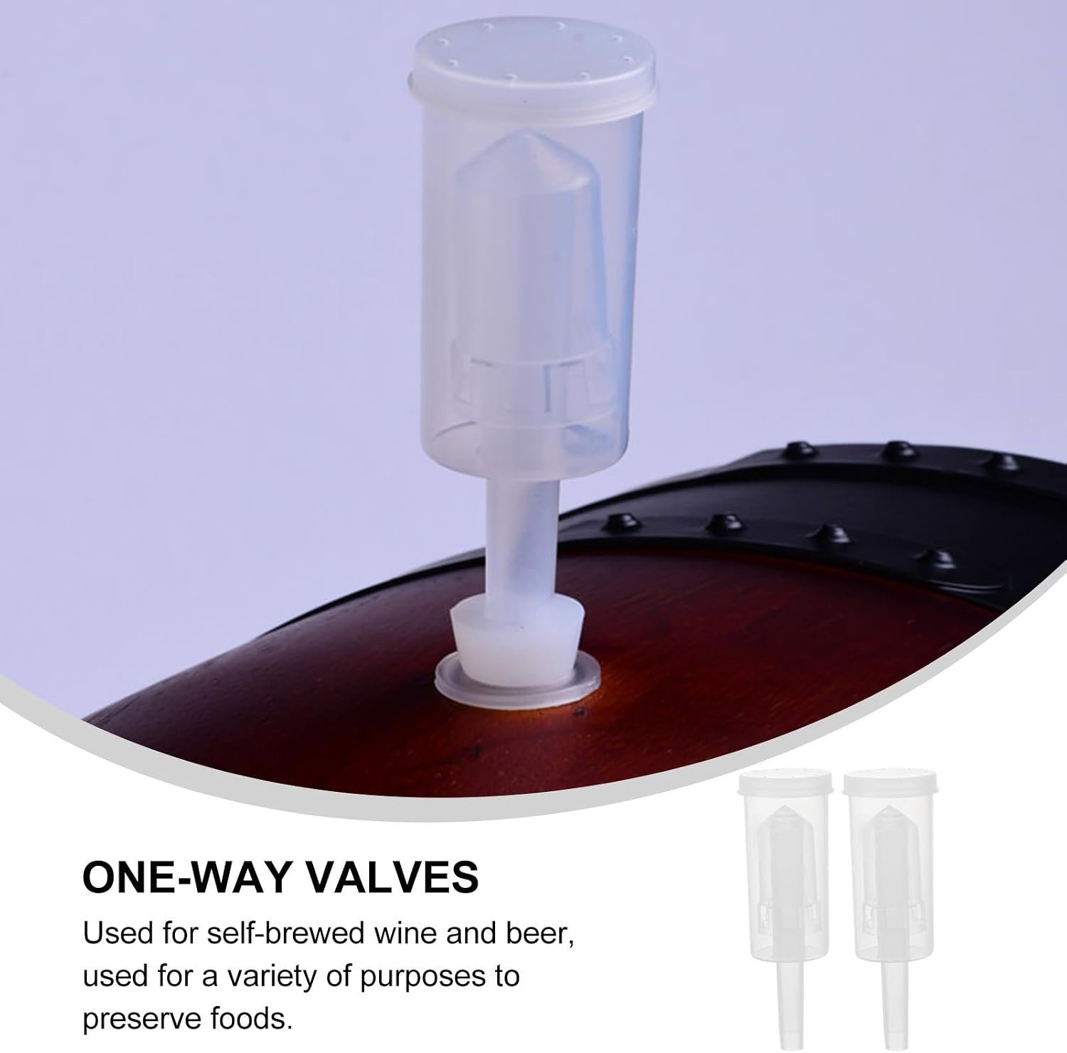Generic 2pcs Three-piece Plastic One-way Valves Brewing Stoppers for Self-brewed Wine and Foods Easy to Use and Replace Suitable for Professional and Personal Use