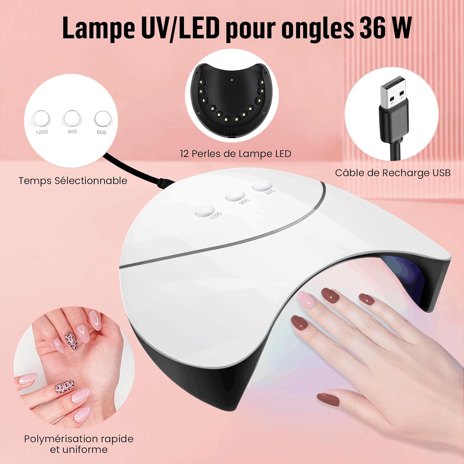 Phoenixy Kit Vernis Semi Permanent 25 Couleurs avec Lampe UV Base et Top Coat Kit Ongle Gel UV Complet Rouge Rose Vernis Semi Permanent Cadeaux pour Femmes
