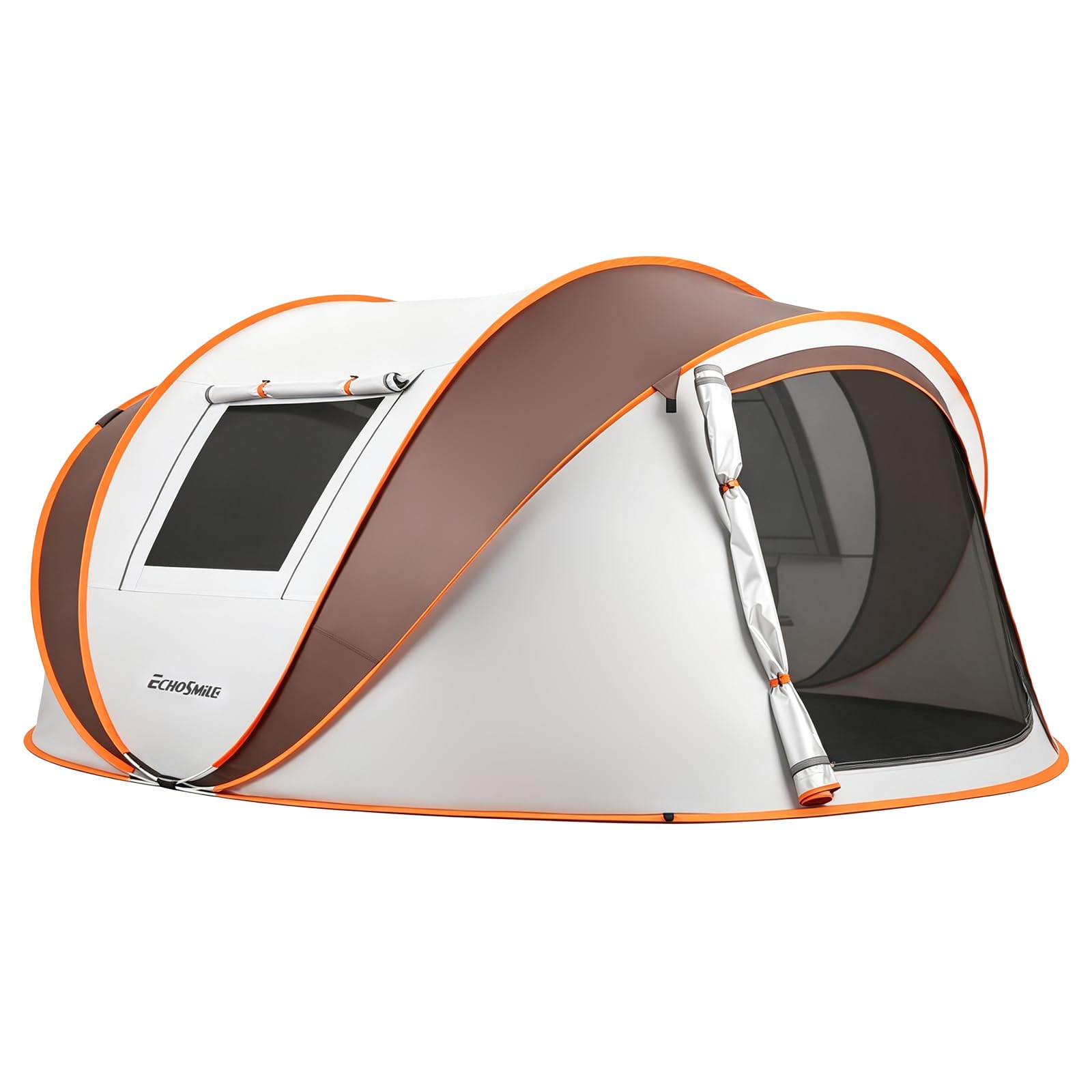 EchoSmile Instant Pop Up Camping Tent, 4-6 Person Tents,Automatic Set Up Tent in 3 Seconds,Waterproof Sunshade Family Tent,Portable Lightweight Dome Tent White & Brown,6 person