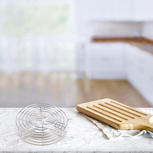 Miniatura 7 de Cabilock Rejilla redonda para cocinar  vaporizador de acero inoxidable, parrilla, enlatado, estante de enfriamiento para hornear  6.3 x 1.6 pulgadas