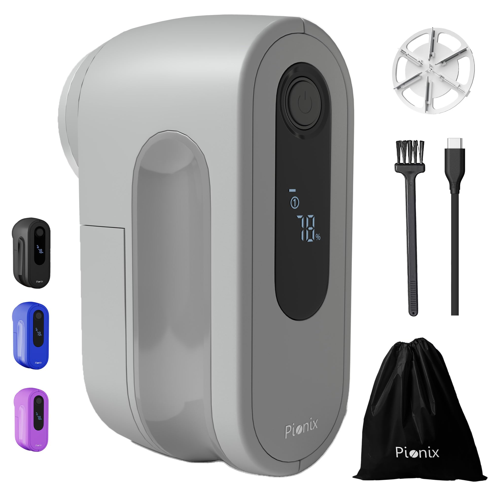 Pionix Rasoio per tessuti, rasoi per maglioni per rimuovere pelucchi, deumidificatore ad alta potenza, rasoio elettrico ricaricabile per lanugine e pelucchi dai vestiti, batteria da 2000 mAh (grigio
