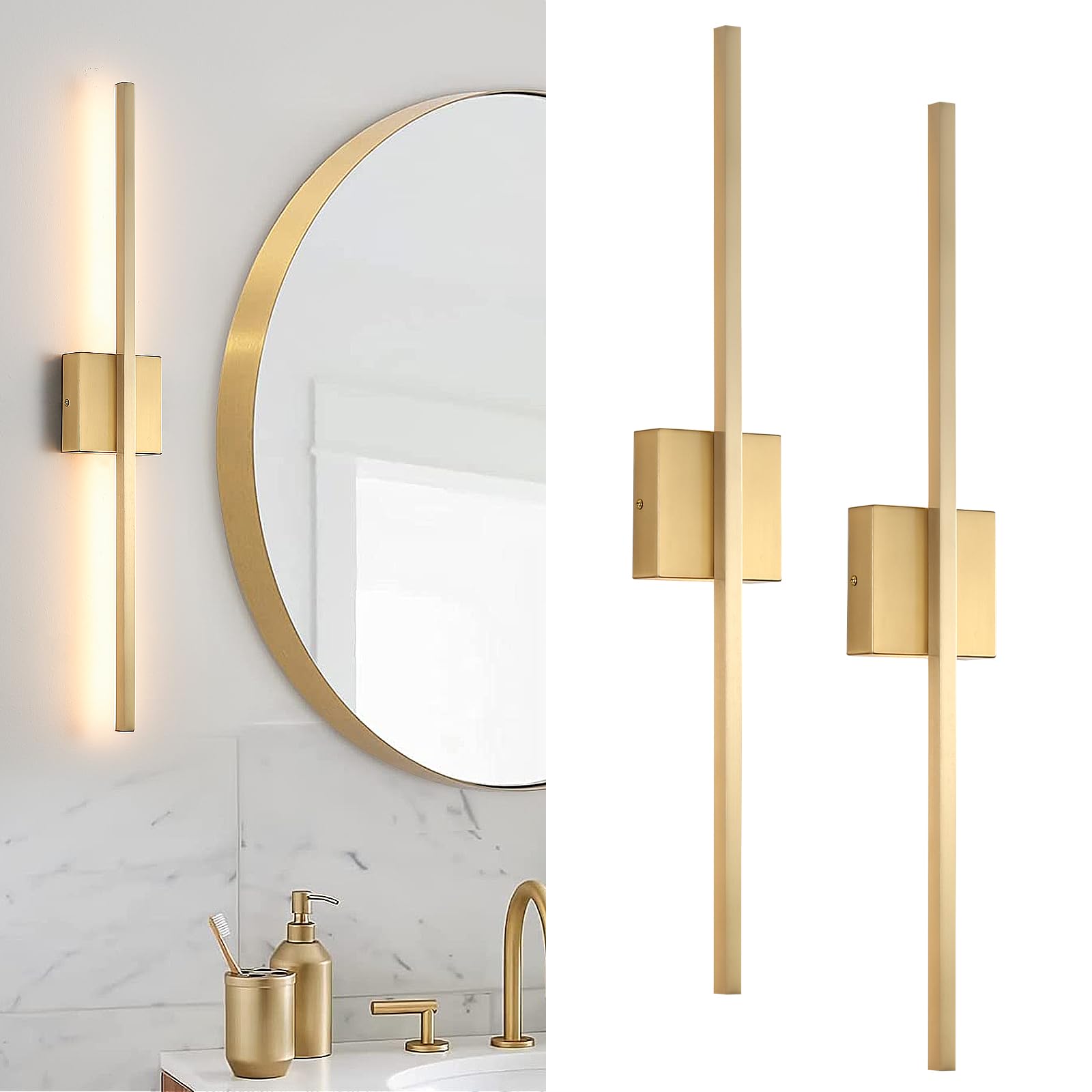 Photo 1 of Lonrukat Gold LED Wall Sconce Set of 2