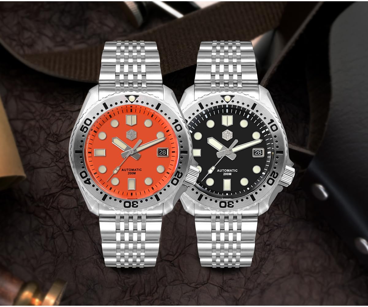 NC San Martin SN046G Edelstahl Taucheruhren NH35 Mov't Mechanische Uhr C3 Super leuchtendes Armband Saphirglas 200m wasserdichte Armbanduhr