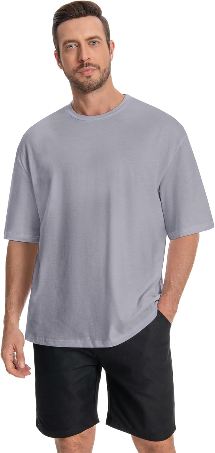 rosemia Oversized Tshirts for Men Crewneck Graphic Tees Basic Short Sleeve Loose Fit Tops - Image 2