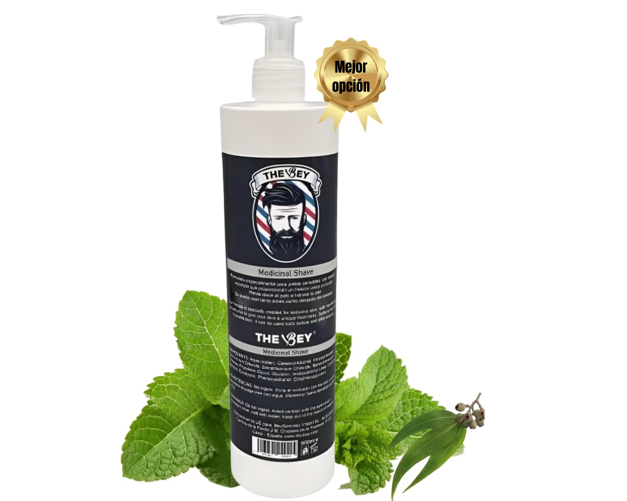 Loción afeitado para hombre de 500 ml - Loción ante-post afeitado Medicinal Shave - Pieles sensibles Reblandece el vello e hidrata la piel - Con Fusión de Mentol y Eucalipto.