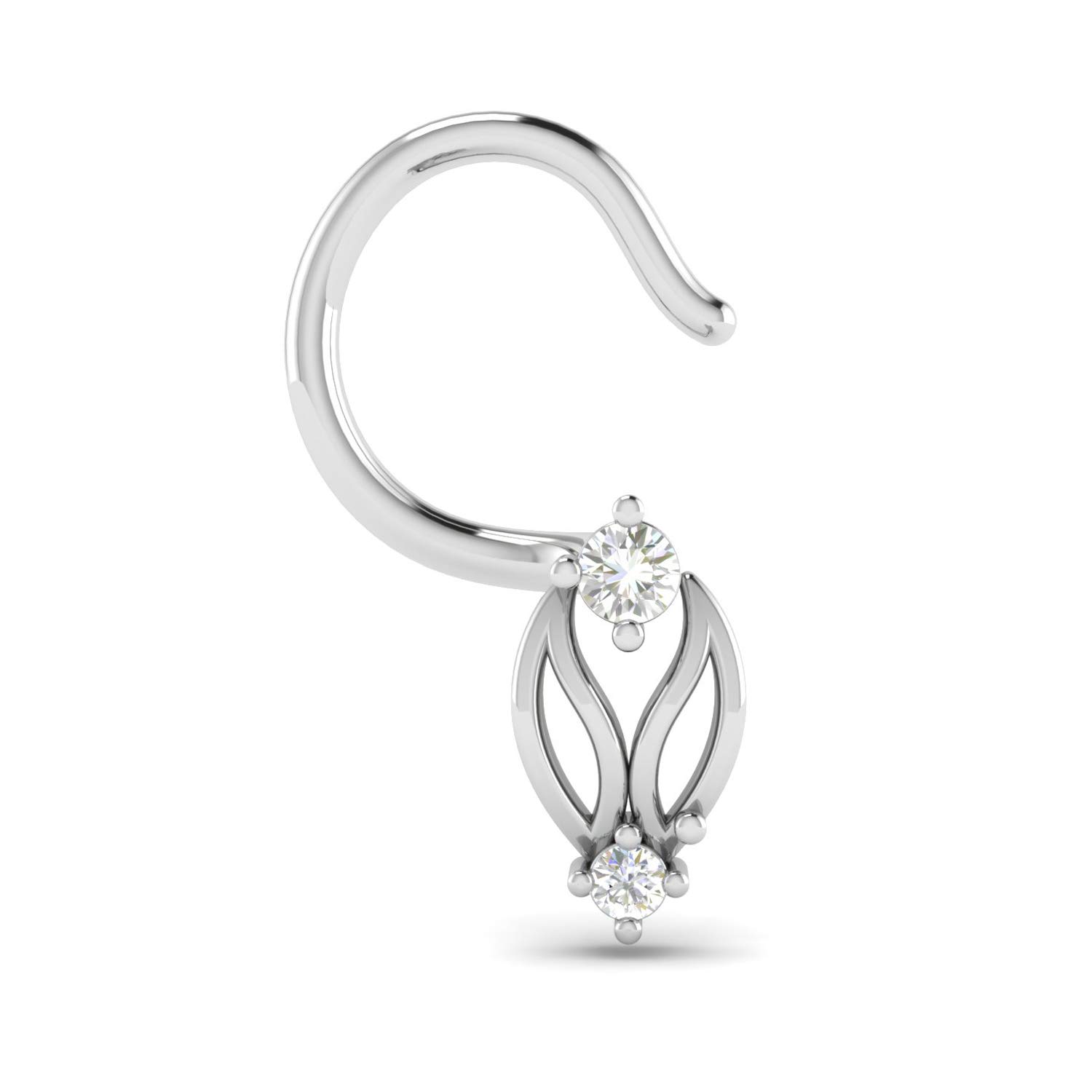 18KT White Gold and Diamond Nose Ring for Women