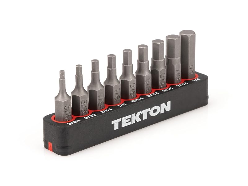Jogo de bits hexagonais TEKTON com encaixe de 6,35 mm (1/4 pol.), aço S2, DZX93001, 9 peças