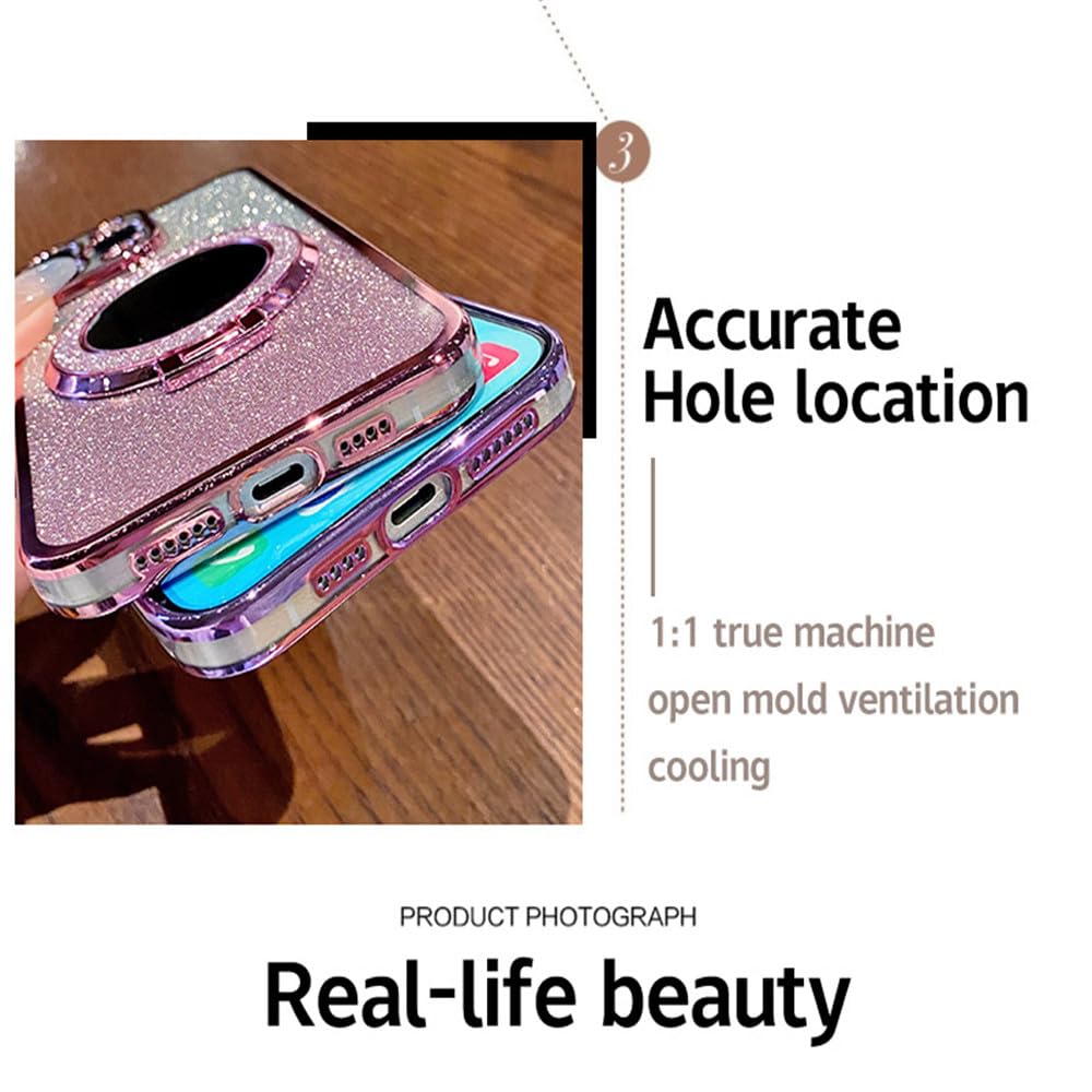 QIWEIQING Custodia Glitter Magnetica Per Honor 200 Pro - Blu DS - Cover Con MagSafe E Ricarica Wireless, Bumper TPU